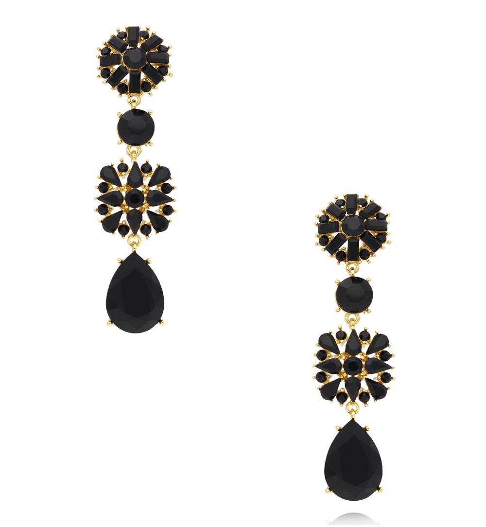 Kolczyki z czarnymi kryształami KSS2255