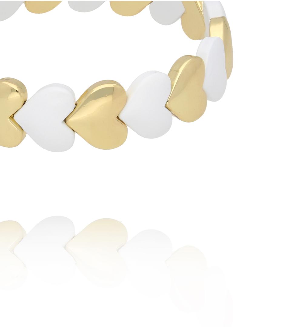 Bransoletka z serduszek biało-złota BCR0032