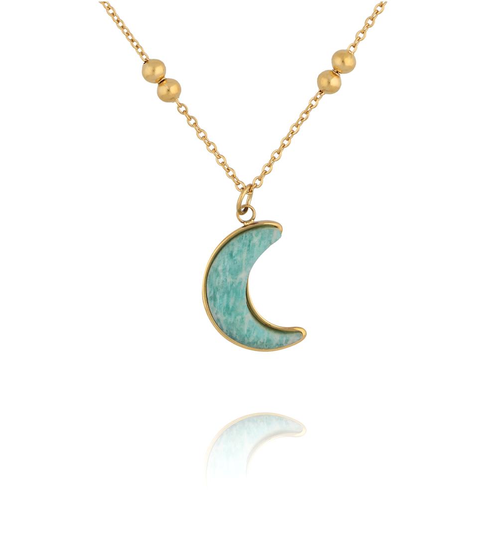 Naszyjnik złoty z księżycem z amazonitu NSY0889