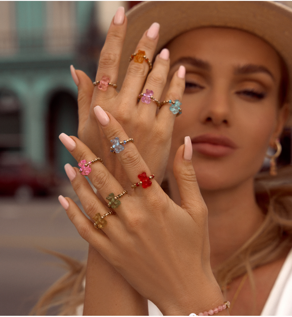 Pierścionek złoty z błękitnym misiem Bears PSC0350