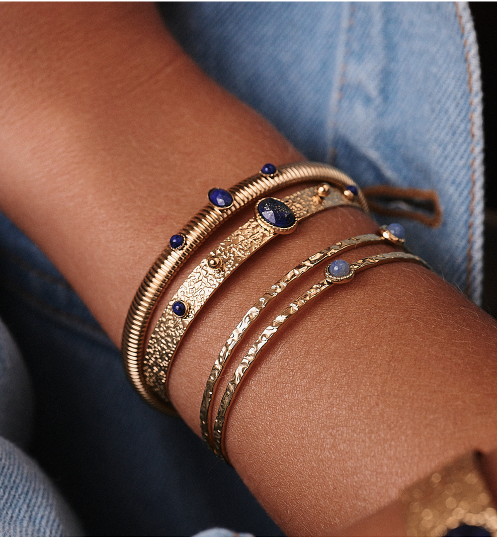 Bransoletka podwójna złocona z sodalitem BEA0029