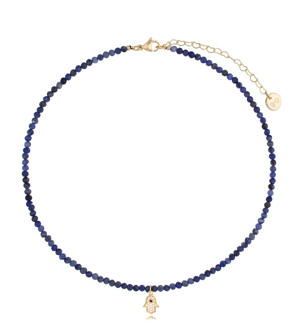 Naszyjnik z sodalitami i ręką Fatimy Nighttime NTW0761