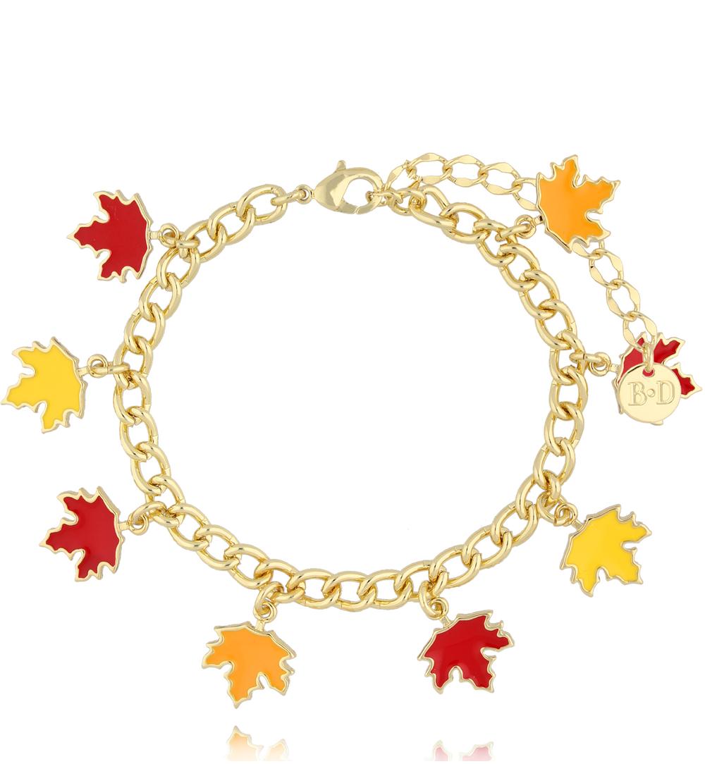 Bransoletka złota z emaliowanymi listkami BSS0260