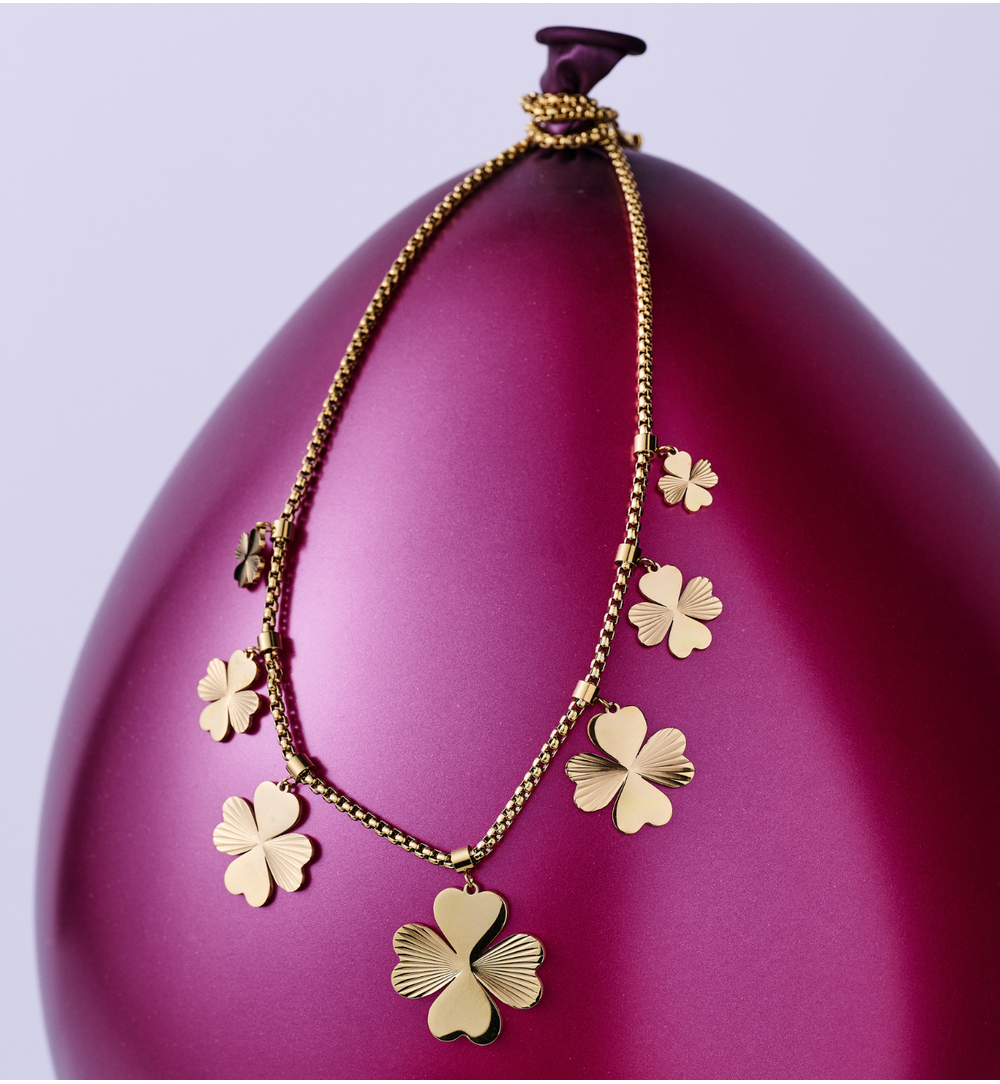 Naszyjnik z koniczynkami złoty NEA0039