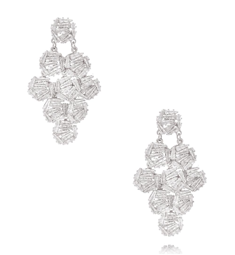 Kolczyki z geometryczną kompozycją kryształów srebrne KLU0189