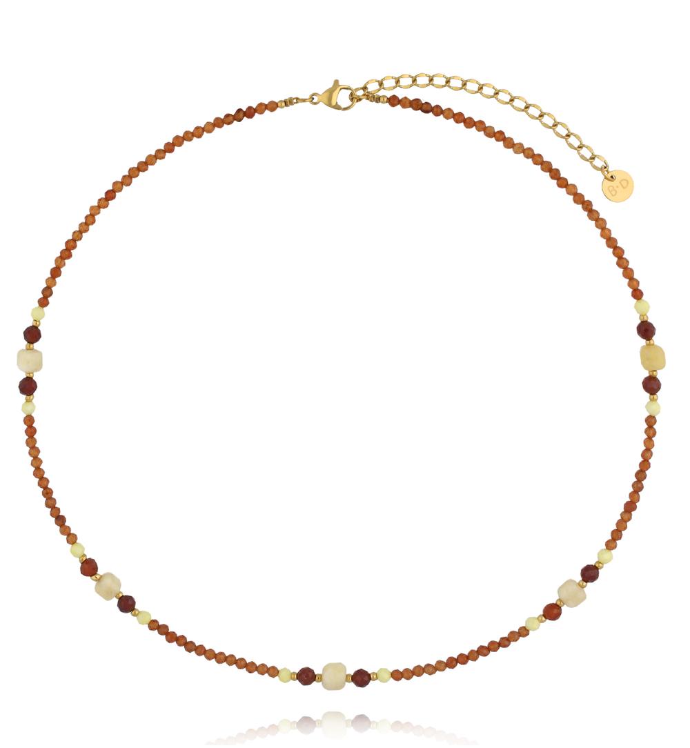 Naszyjnik z pomarańczowego granatu i żółtego cyrkonu NTW1578