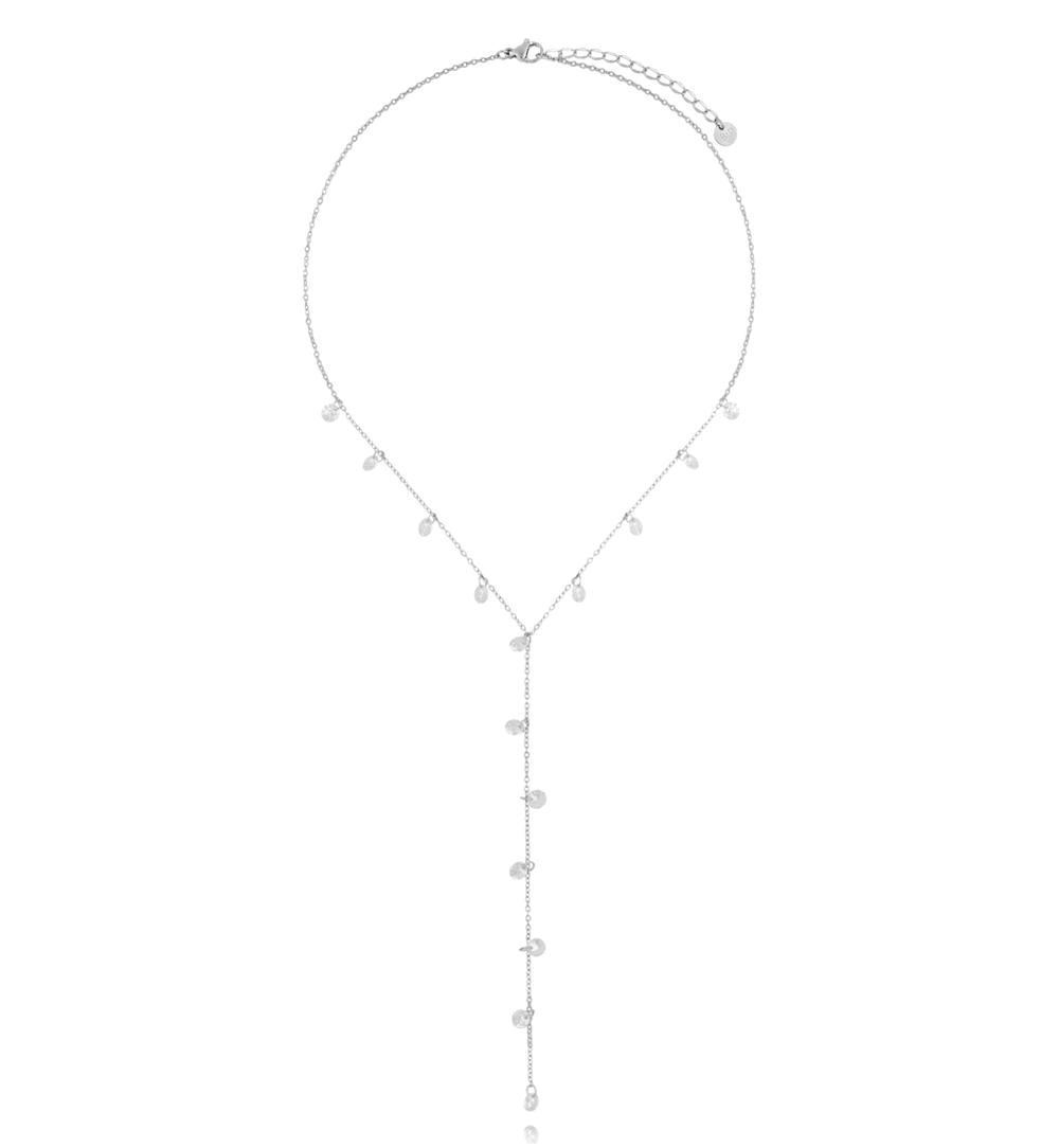 Naszyjnik srebrny z krawatką i transparentnymi kryształkami NSY0602