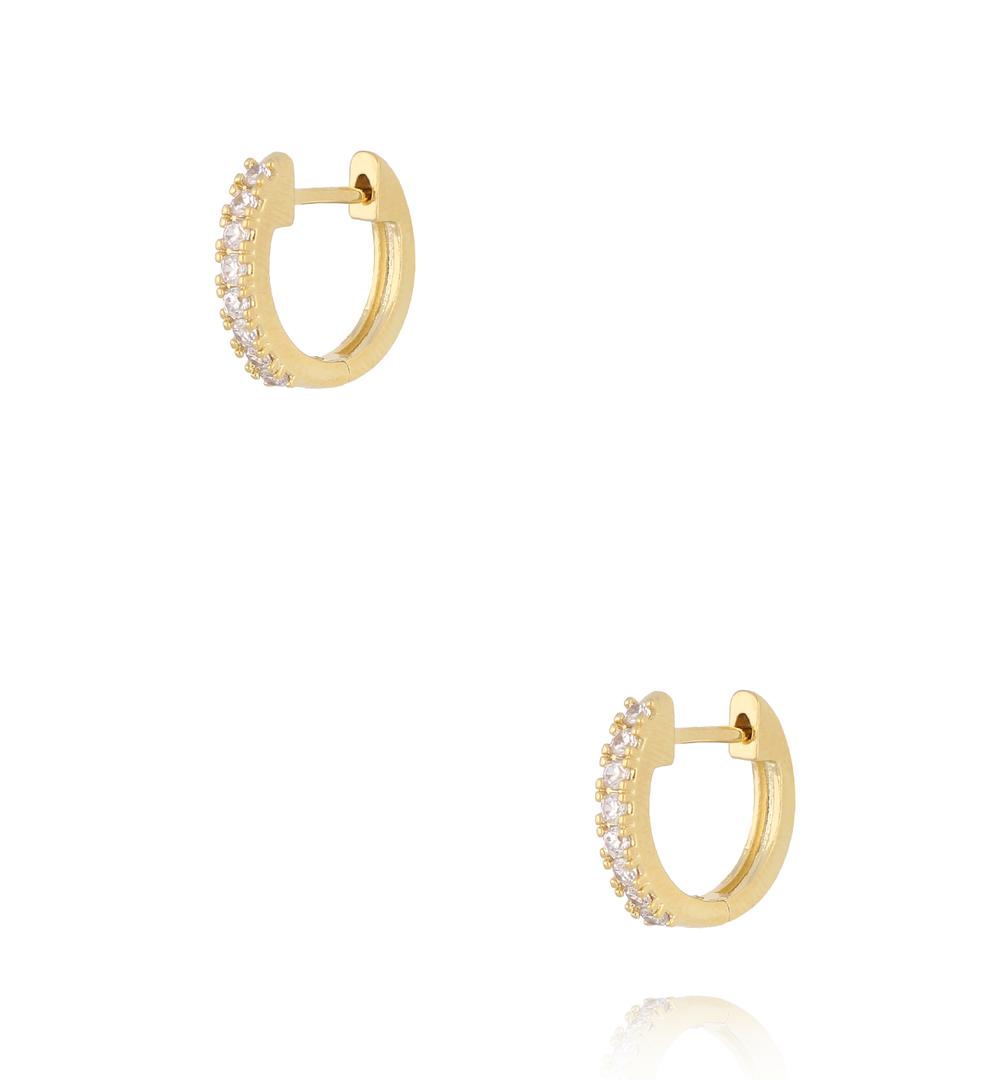 Zestaw złotych kolczyków kółek z cyrkoniami KLU0175