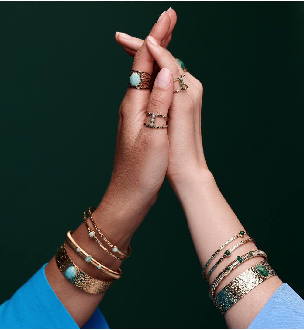 Pierścionek z amazonitem szeroki PEA0008