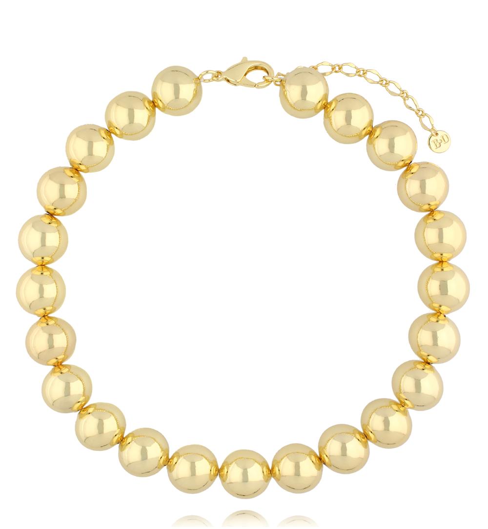 Zestaw złotych naszyjników z kulami i sercem ZN0172