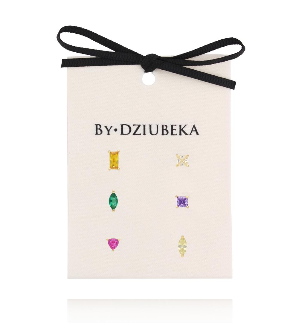 Zestaw kolczyków pozłacanych z kolorowymi cyrkoniami KLT0027