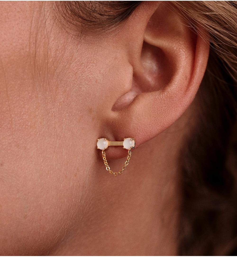 Kolczyki wkrętki z cyrkoniami i łańcuszkiem KSS2261