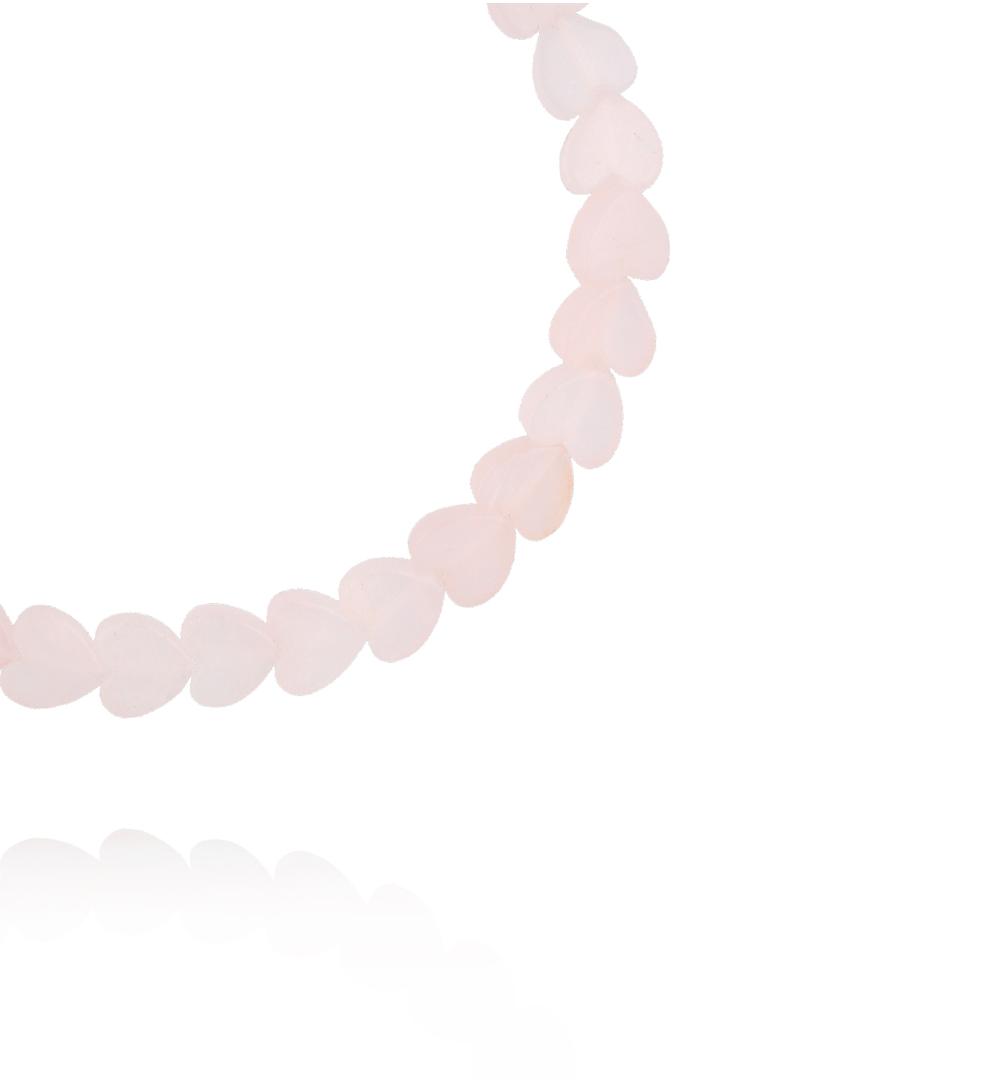 Bransoletka z sercami- kwarc różowy BTW3735