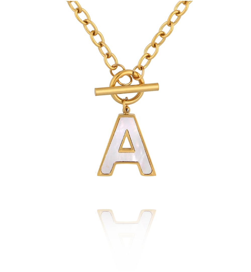 Naszyjnik z literą A i zapięciem toggle NSY0858