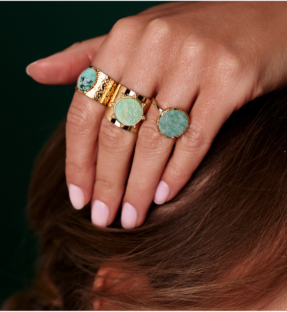 Pierścionek z turkusem afrykańskim szeroki PEA0061