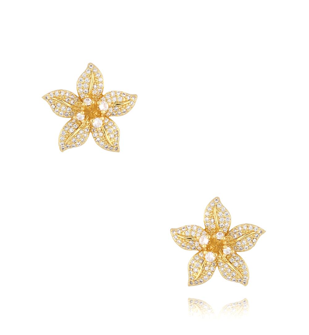 Kolczyki z kwiatkami złote Fleurs d'or KSS1474