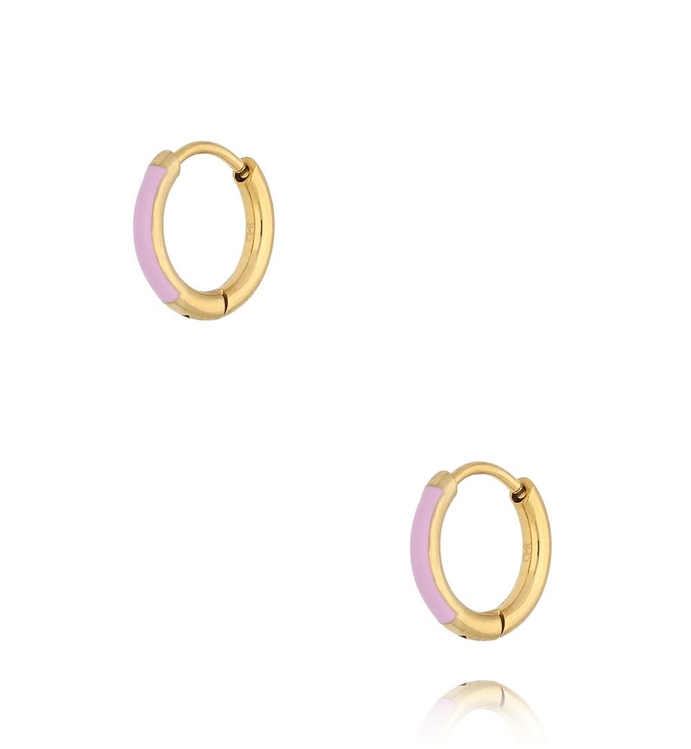 Kolczyki złote koła z liliową emalią Enamel Small Hoops KSA1723