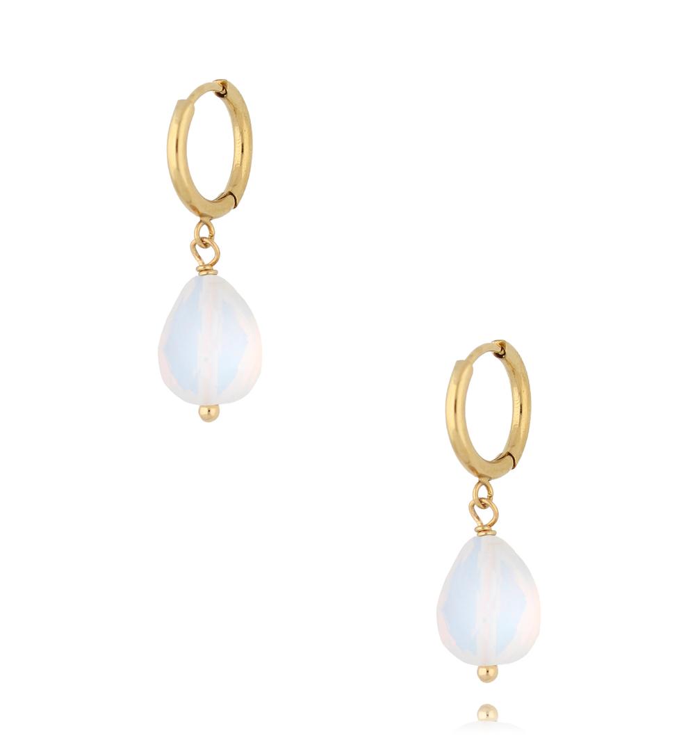 Kolczyki złote z mlecznymi opalitami KPA0213