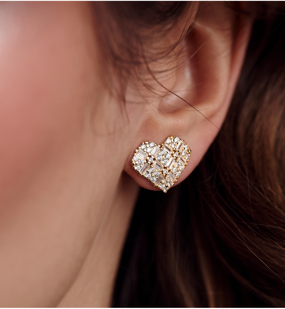 Kolczyki w kształcie serca z cyrkoniami KSS2214