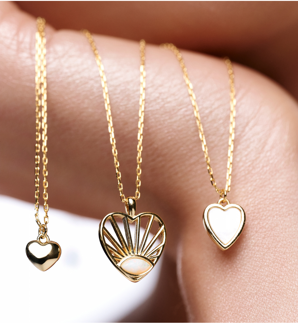 Naszyjnik z serduszkiem z masy perłowej złoty NCA0082