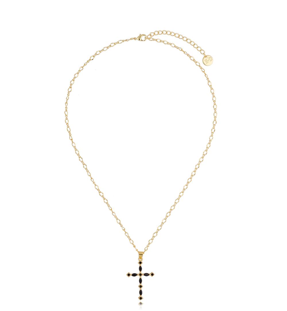 Naszyjnik z czarnym krzyżykiem Madeline NRG0452