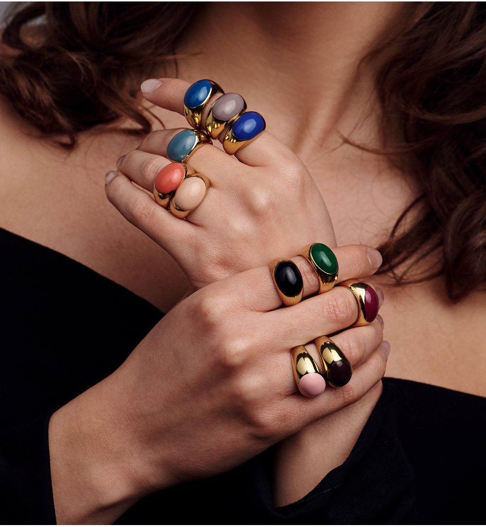 Pierścionek z jasnoróżową emalią PSA1229