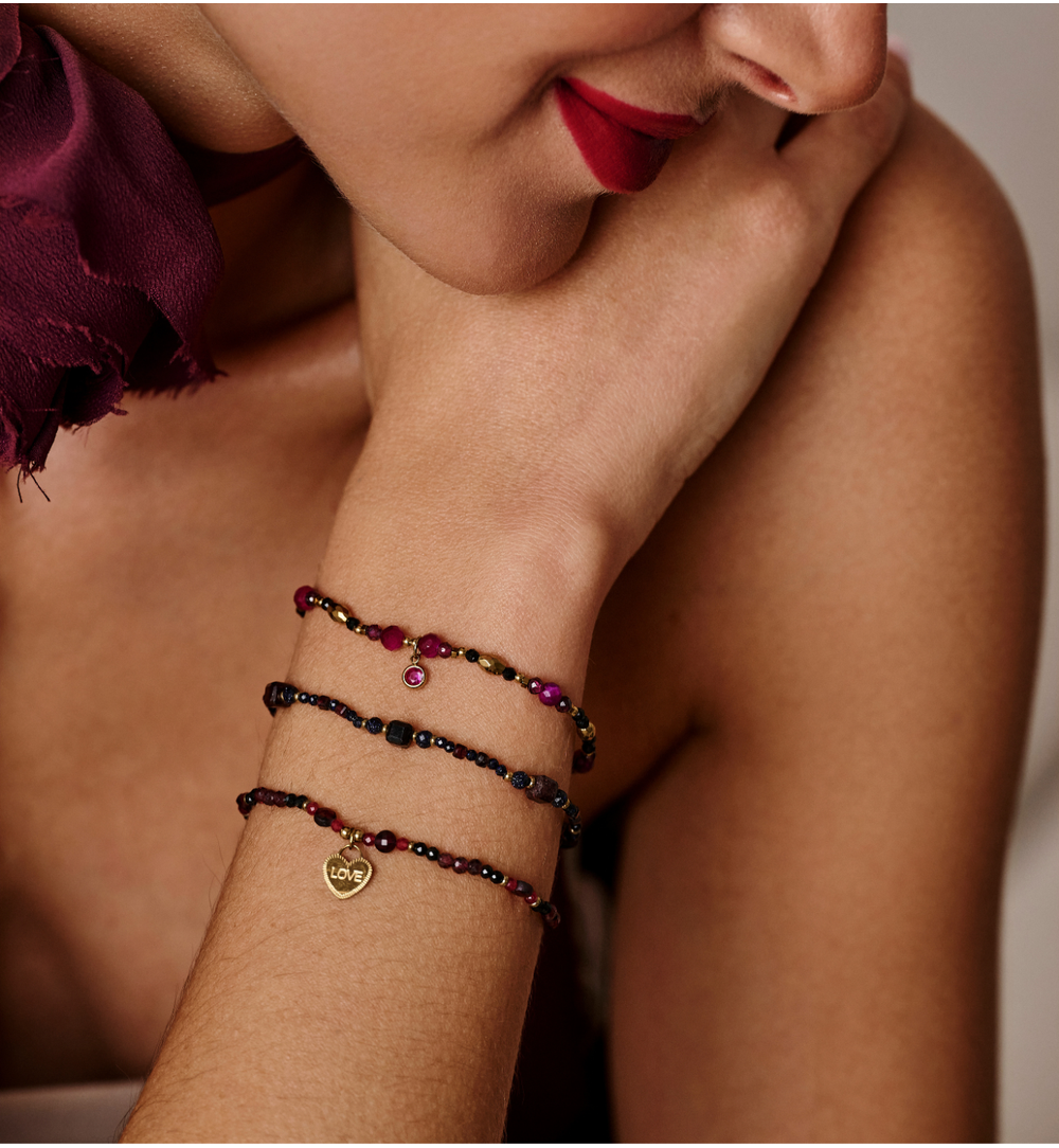 Bransoletka z naturalnych kamieni bordowa BTW3549