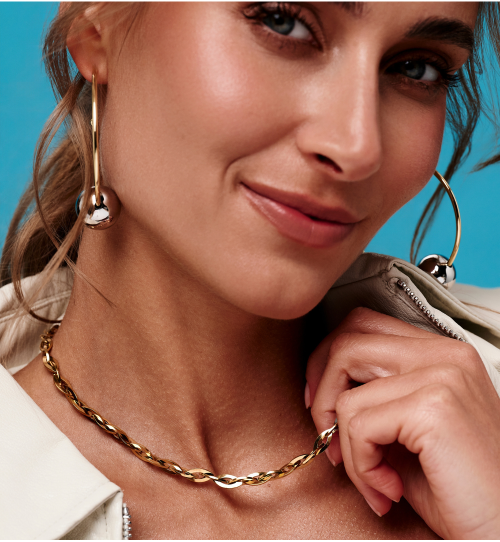 Kolczyki koła złote ze srebrną kulką KRG1103