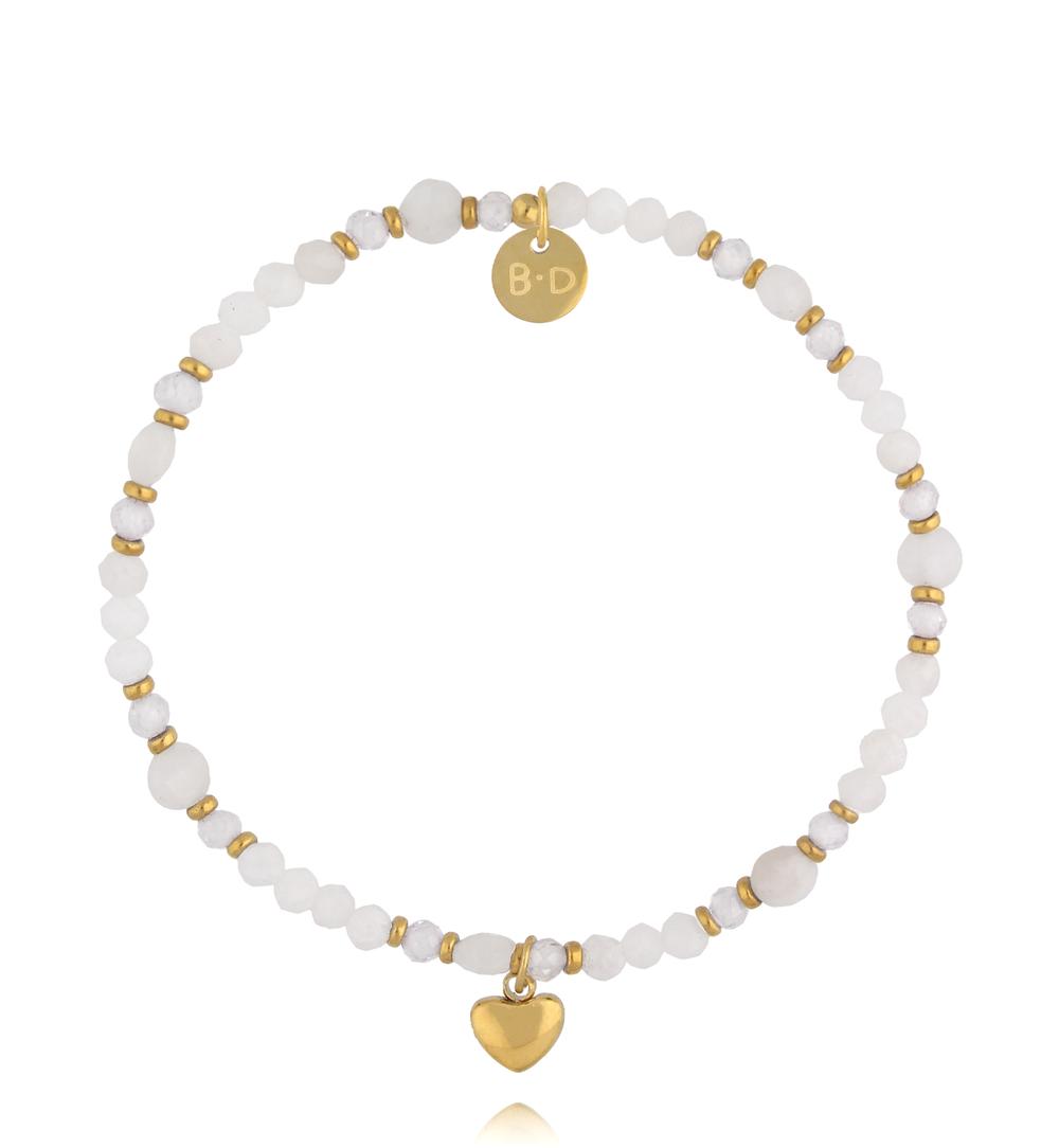 Bransoletka z kamieniami księżycowymi i sercem BTW3750