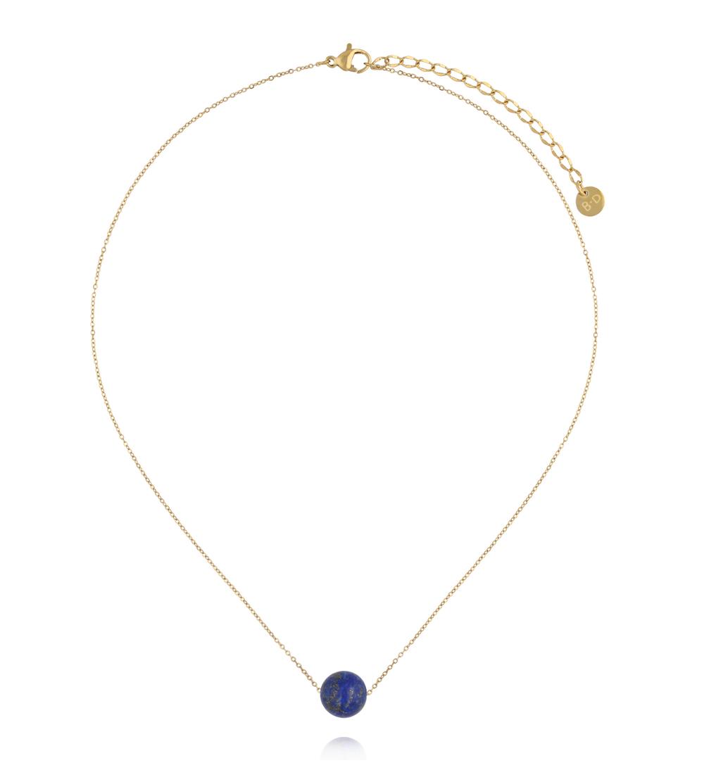 Naszyjnik z lapisem na delikatnym złotym łańcuszku NLB0401