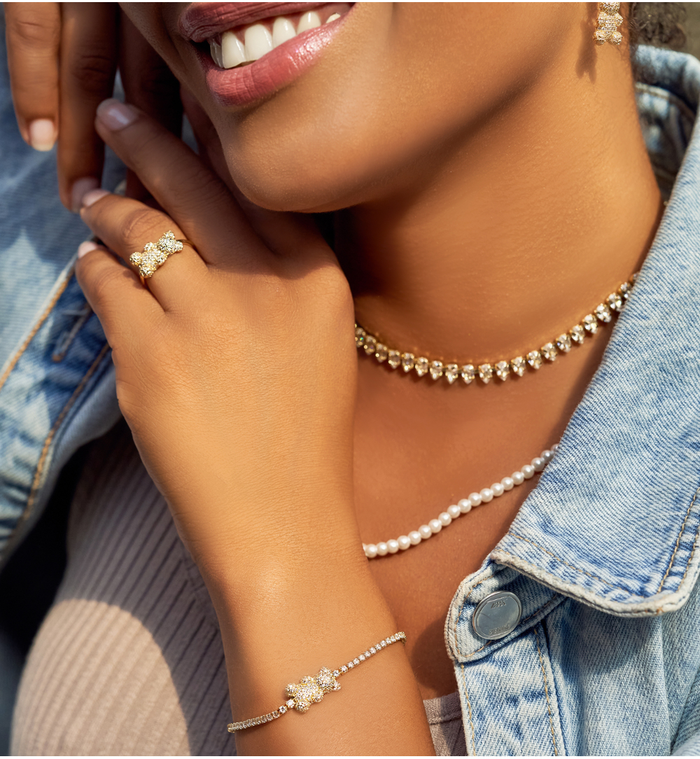 Zestaw naszyjników z kryształkami złoty NS0126