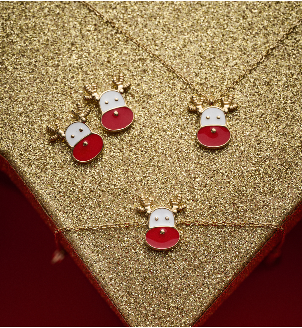 Zestaw świątecznej biżuterii z reniferami ZN0064