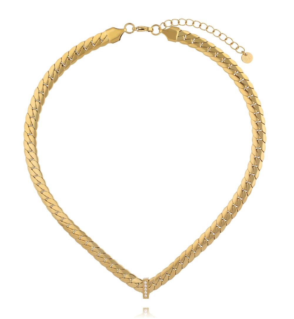 Naszyjnik złoty z ozdobnym elementem z cyrkoniami NSY0731