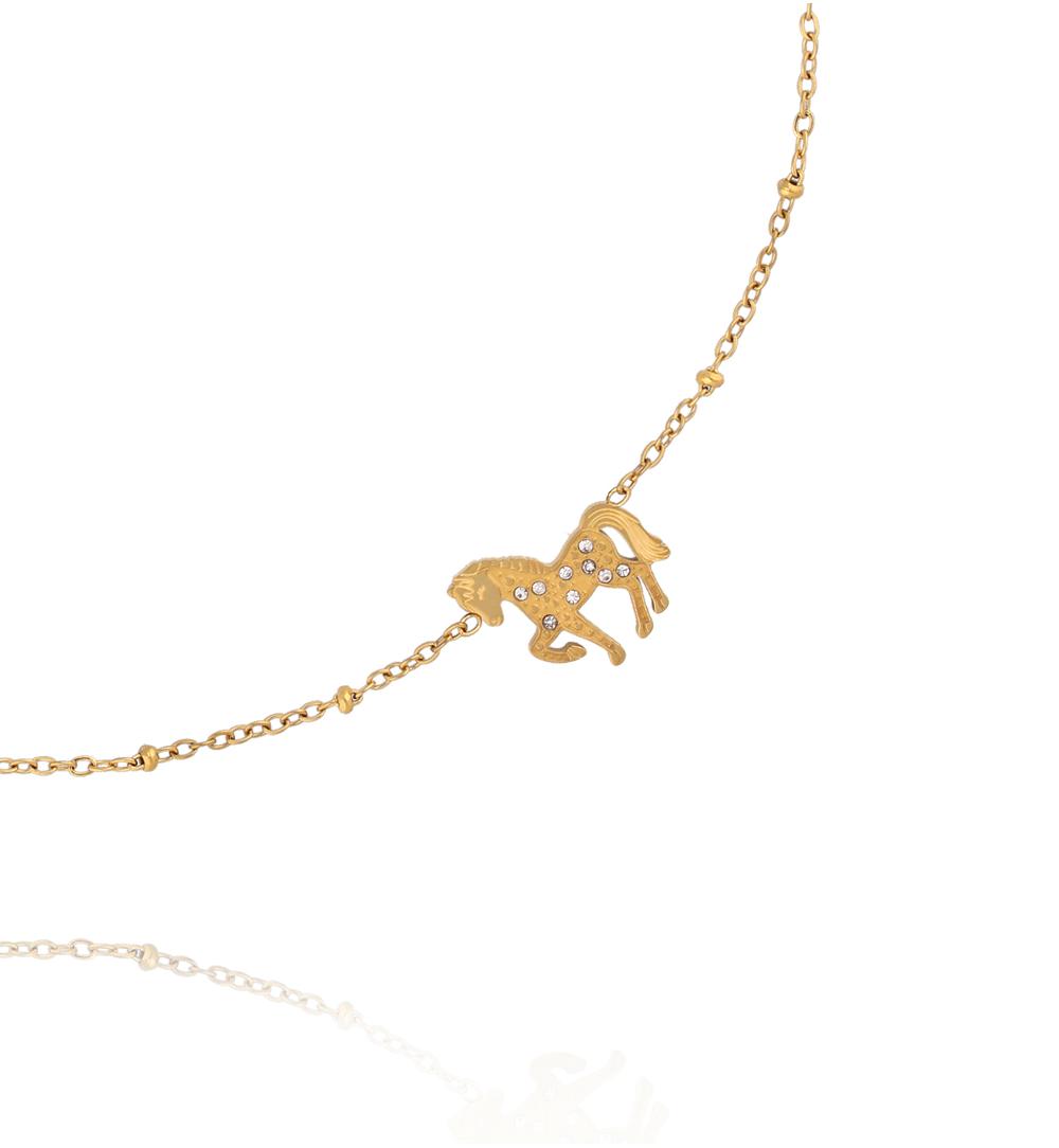 Naszyjnik z zawieszką konika i cyrkoniami NSY0812