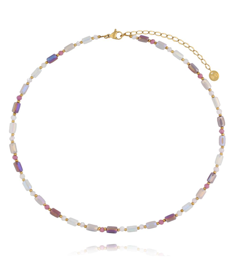 Naszyjnik w odcieniach opalu, różu i lila NTW1553