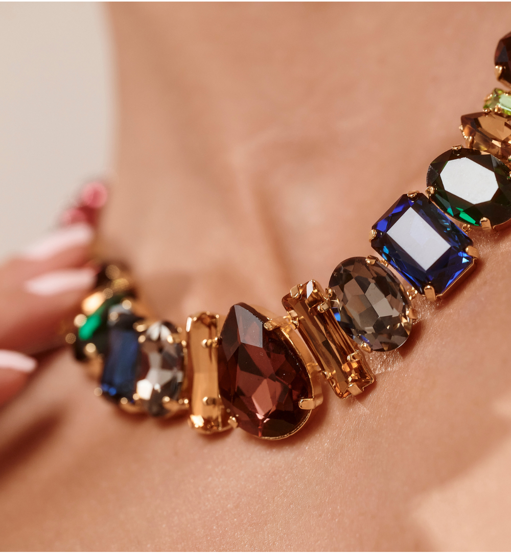 Naszyjnik z pereł i brodowych kryształów NS0404