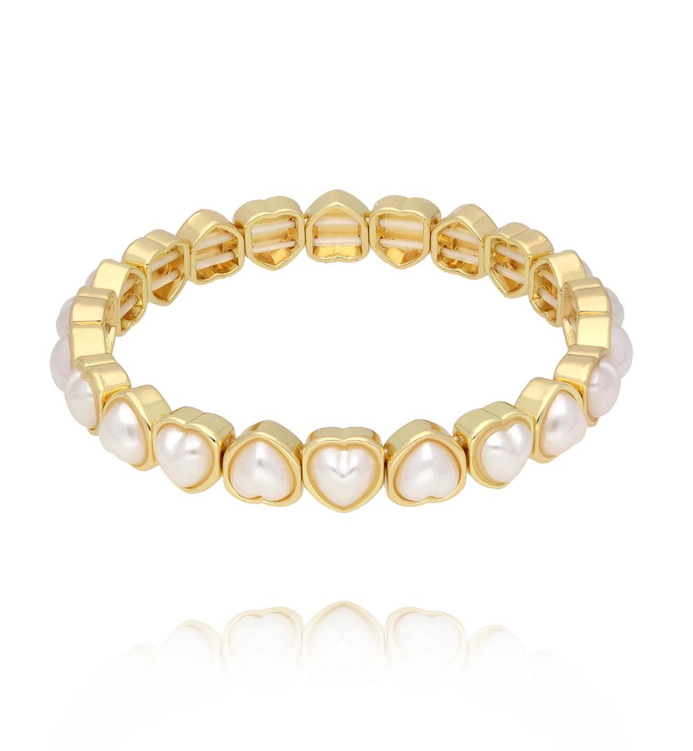 Bransoletka z perłami w kształcie serduszek BCR0025