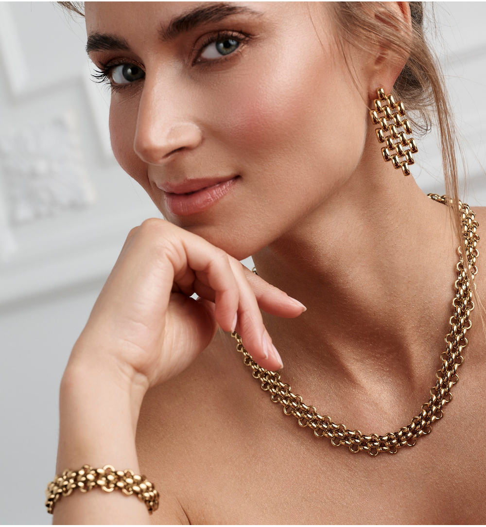 Zestaw biżuterii w złotym splocie ZN0035