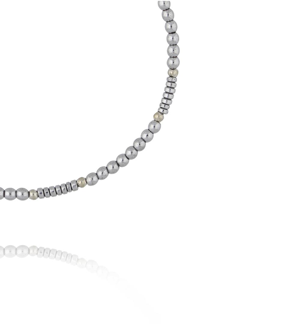 Bransoletka z hematytami srebrna BTW3641