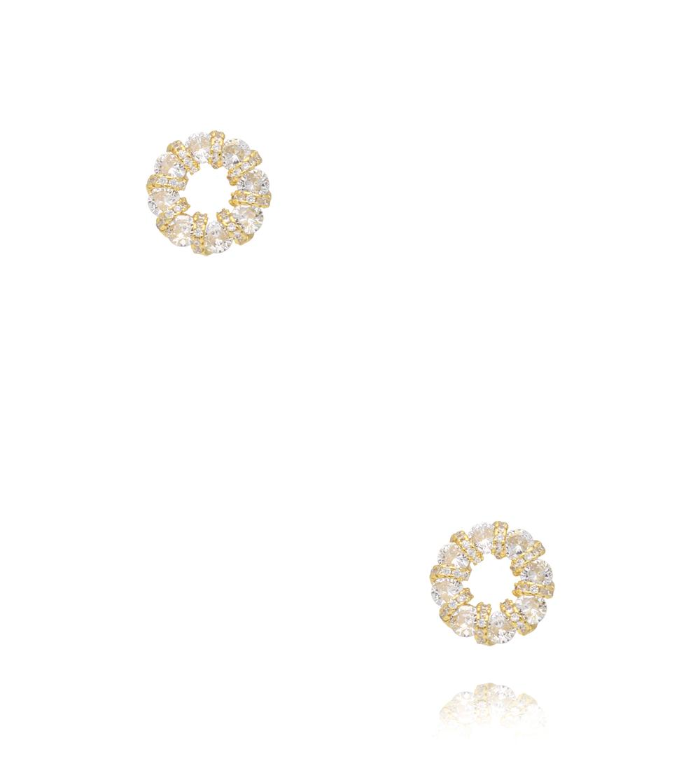 Kolczyki koła z kryształami złote KSS2220