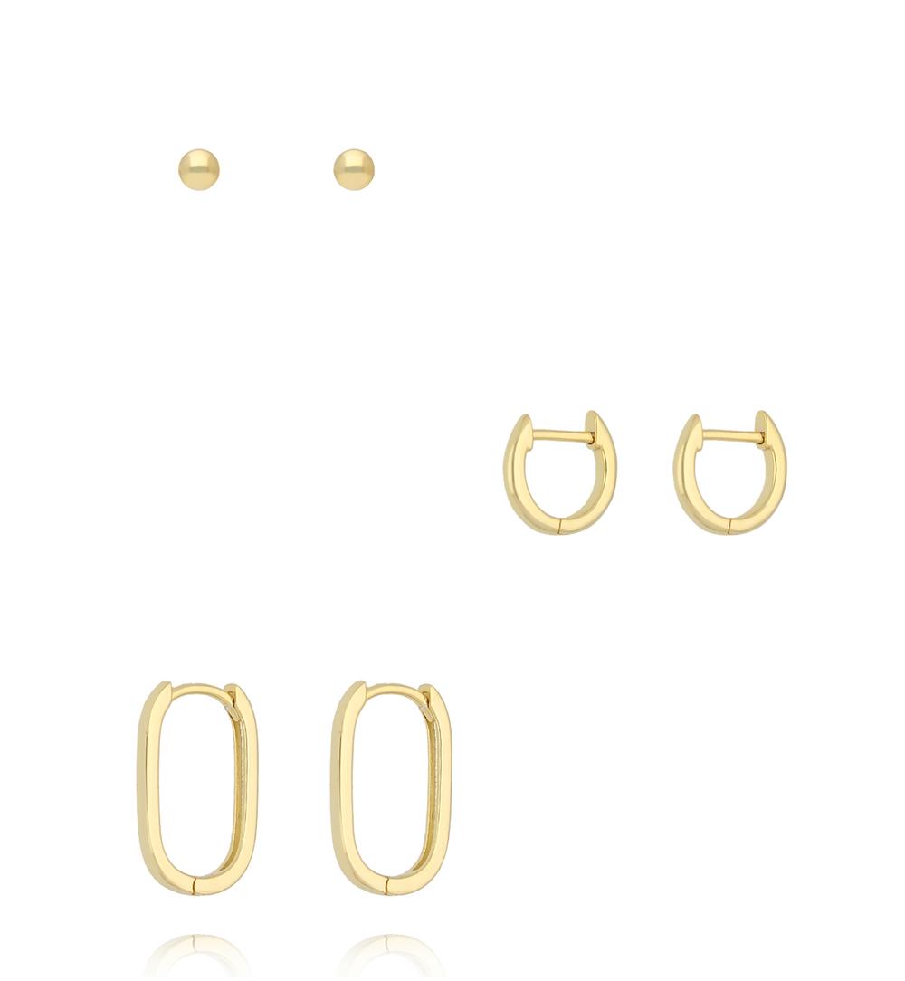 Zestaw kolczyków pozłacanych z kółkami i wkrętkami KLT0041