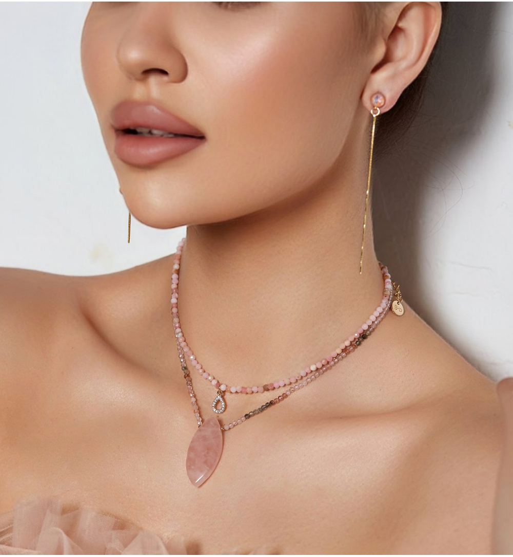 Kolczyki długie mleczne brzoskwiniowe Tones KRG0823