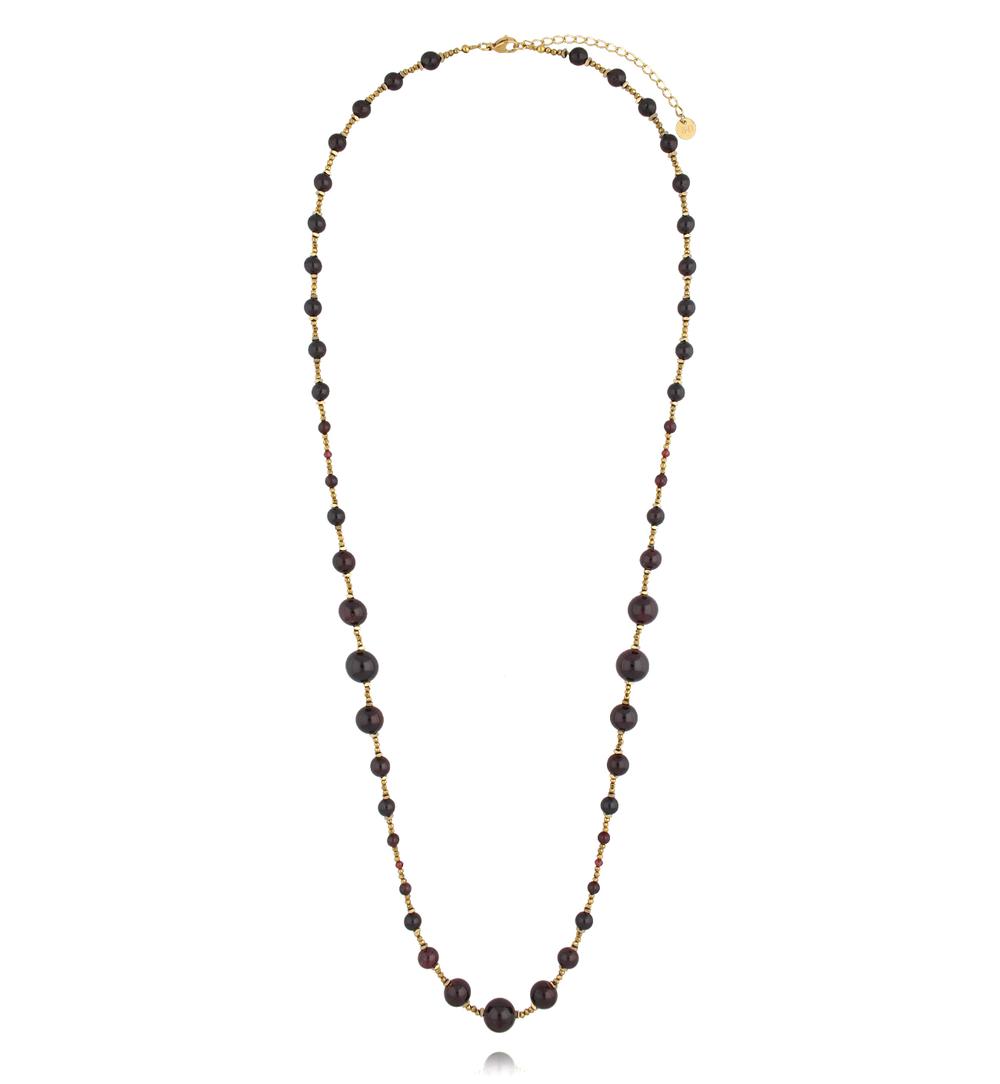 Naszyjnik z granatami i stalą szlachetną długi NPA1642