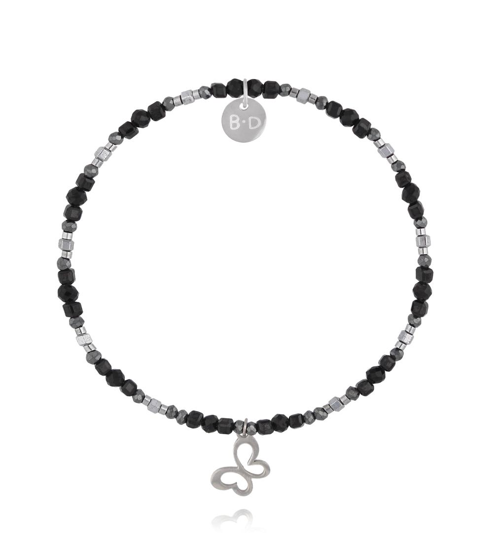 Bransoletka z hematytami i motylkiem BTW3668