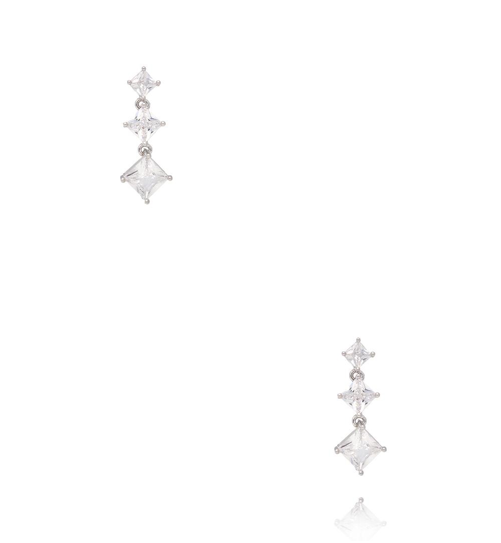 Koczyki z trzeba transparentnymi cyrkoniami srebrne KSS2006