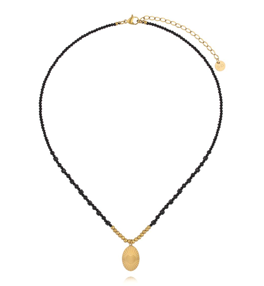 Zestaw dwóch naszyjników w złocie z czarnymi akcentami ZN0176