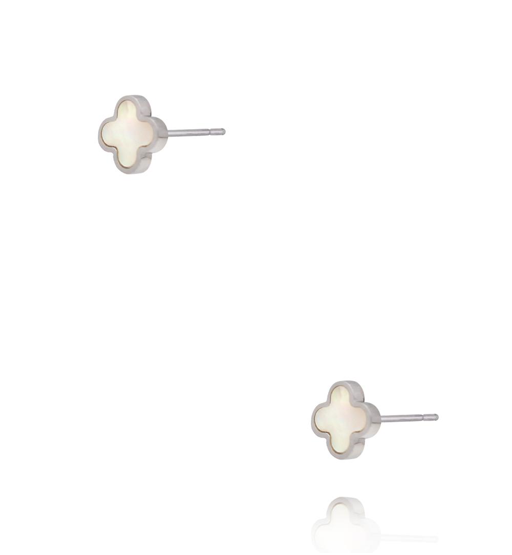 Kolczyki koniczynki z masą perłową srebrne KSA2576