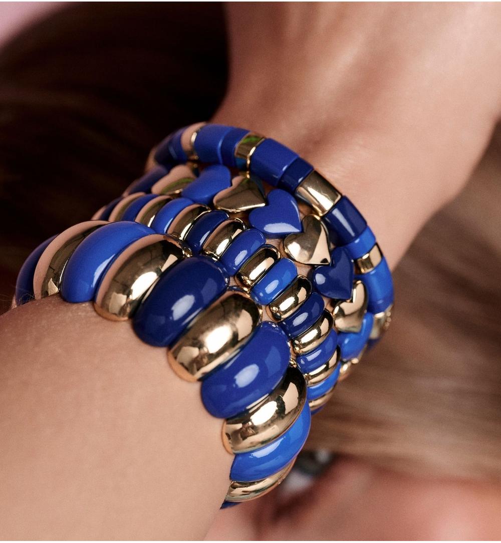 Bransoletka elastyczna w odcieniu królewskiego błękitu i złota BCR0073