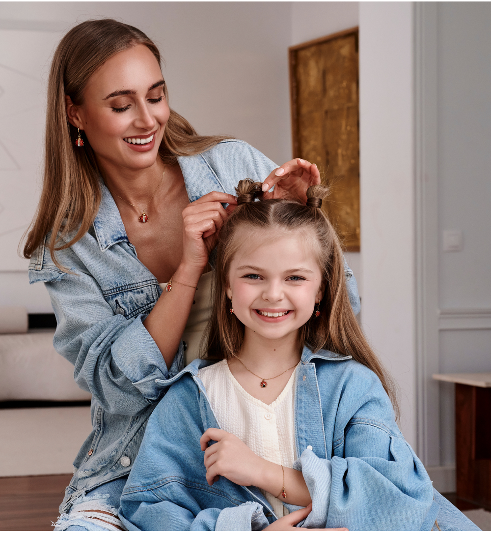 Zestaw biżuterii dla mamy i córki z biedronkami ZN0223