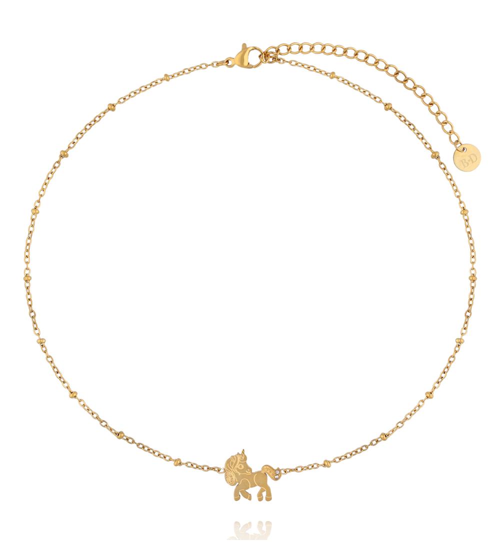 Naszyjnik z zawieszką konika i cyrkoniami NSY0813